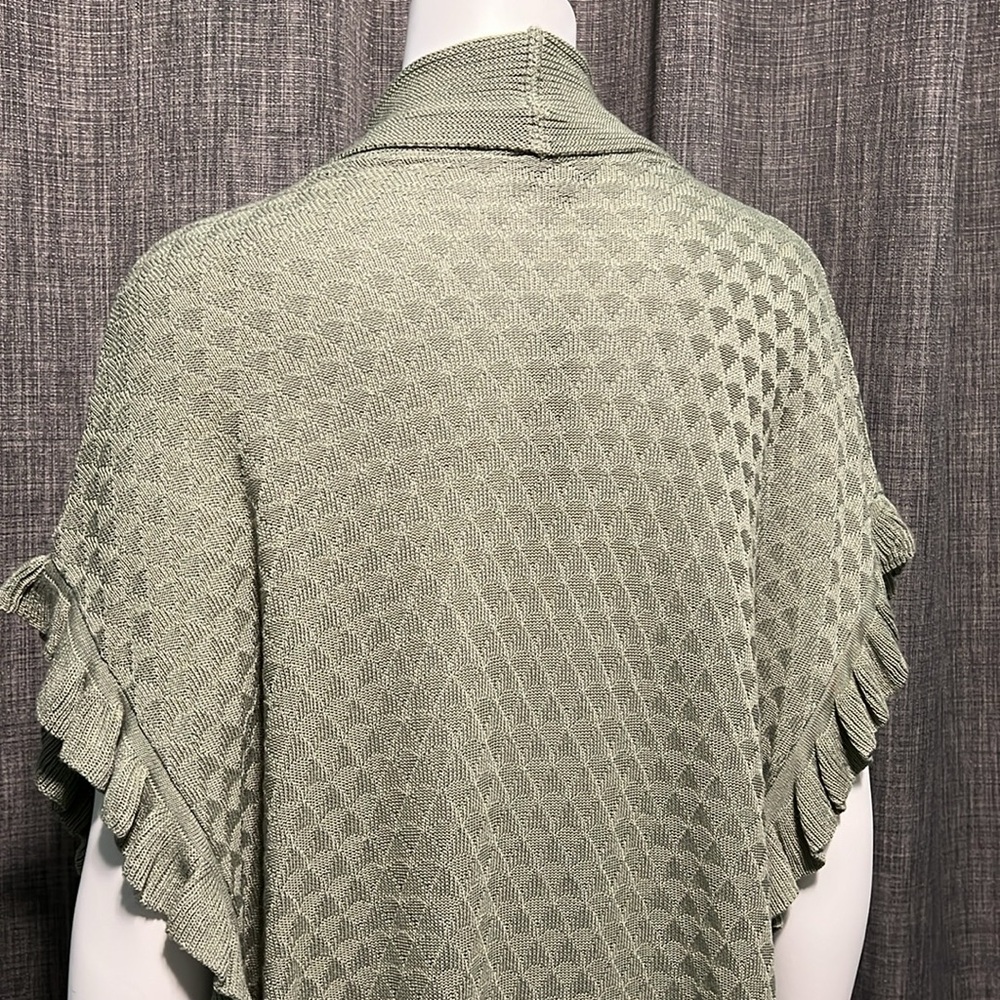NWT Joseph A. Sea Grass Green Open Front Ruffle Cardigan Wrap Knit Vest S - Picture 6 of 11